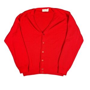 Vintage Classics by PalmLand Red V-Neck Button Up Cardigan Sweater XXL Acrylic